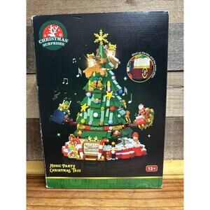 Rotating Music Box Christmas Tree Building Blocks Set New In Box